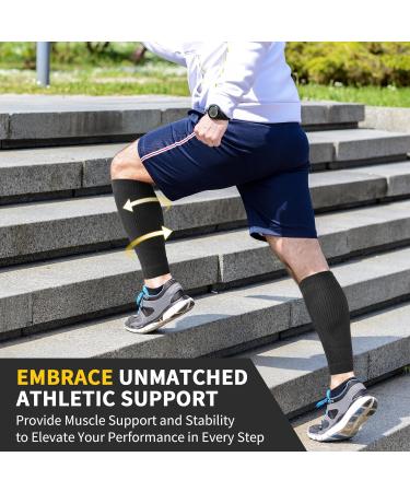 Cambivo Waden Compression Stockings 2 Pairs Elastic Calf Support for Running & Sports Comfortable Footless Socks for Men & Women S-M Black - Buy Online on GoSupps.com