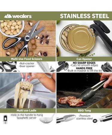 Portable Camp Kitchen Utensil Set - 13 Piece BBQ Cooking Gear in Water-Resistant Case - Buy Online on GoSupps.com