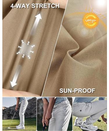 Men's Golf Pants 5-Pocket Classic-Fit Stretch Lightweight UPF 50+ Hiking Pants - Light Khaki 32W x 30L - Buy Online on GoSupps.com