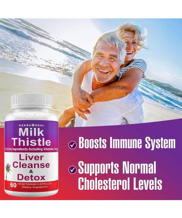 Herba Heal Milk Thistle Liver Cleanse & Detox 1500mg - Liver Repair & Detoxifier Capsules for Weight Loss - Buy Online on GoSupps.com