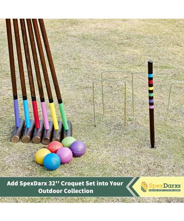 SpexDarxs 32 Six Player Croquet Set with Premium Wooden Mallets & Carry Bag - Fun Outdoor Lawn Game for Kids & Adults - Buy Online on GoSupps.com