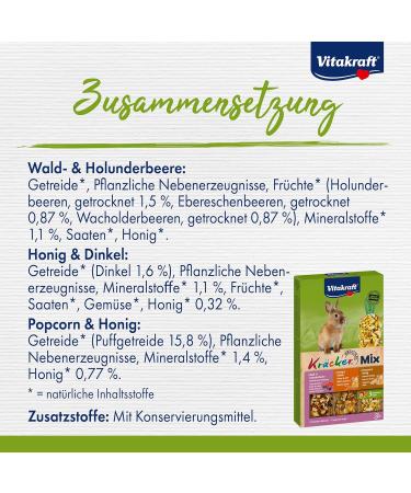 Vita Power Kr cker Mix for Dwarf Rabbits | Sugar & Grain-Free | Forest Berry Honey & Popcorn (3 Pieces) - International Shipping Available - Buy Online on GoSupps.com