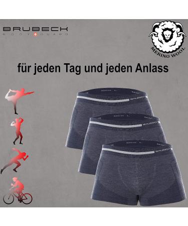 Brubeck Men's Boxer Shorts 3-Pack | Breathable & Functional | Retro Design | 41% Merino Wool | Sport Underpants - BX10430 S Marineblau - Buy Online on GoSupps.com