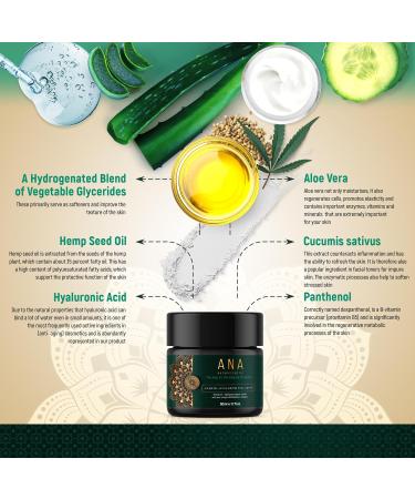  ANA Naturkosmetik Anti-Aging Moisturizer with Organic Hyaluronic Acid 50ml - Highly Dosed Hyaluron for Face and Neck - Anti-Wrinkle Day and Night Cream with Aloe Vera & Oil - Buy Online on GoSupps.com
