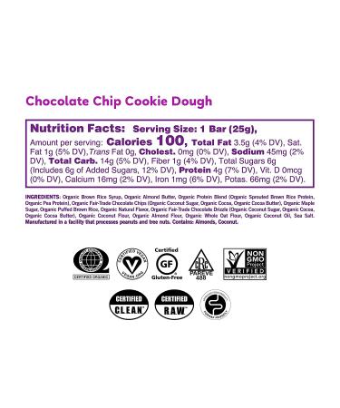 GoMacro Kids MacroBar Organic Vegan Snack Bars - Chocolate Chip Cookie Dough (7 Count, 0.90 oz) - Buy Online on GoSupps.com
