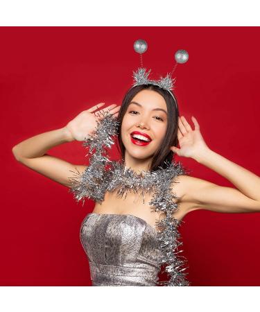 Balinco Alien Hairband Silver with 2 Round Balls & Glitter Effect | Headband | Disco Queen Headband | Hair Accessories | Headband | Headwear | Carnival Halloween Party Costume for Women & Men - Buy Online on GoSupps.com