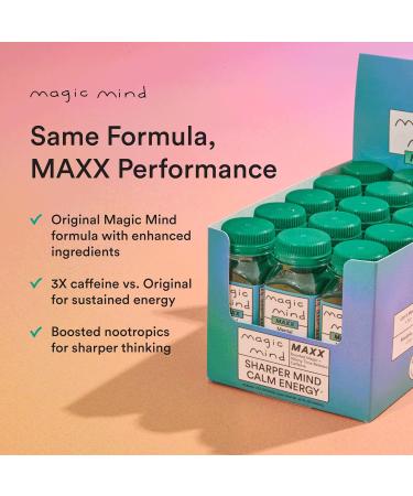 Magic Mind MAXX Energy and Focus Drink Shots - Stress Relieving No Jitters Ashwagandha Vitamin B12 Vitamin C Matcha Green Tea Functional Mushrooms 165mg Caffiene - 2 FL Oz (15 Pack) - Buy Online on GoSupps.com