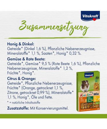 Vita Power Kr cker Mix for Guinea Pigs Healthy Nibbles with Citrus Vegetables & Honey No Added Sugar or Grain (168g) - Buy Online on GoSupps.com