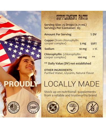 Chlorophyll Liquid Drops Organic Natural Detox & Cleanse Support Boost Energy, Immunity & Metabolism Vegan, Non-GMO, Mint Flavor, 2 fl oz Sodium Copper Chlorophyllin Extract Made in USA - Buy Online on GoSupps.com