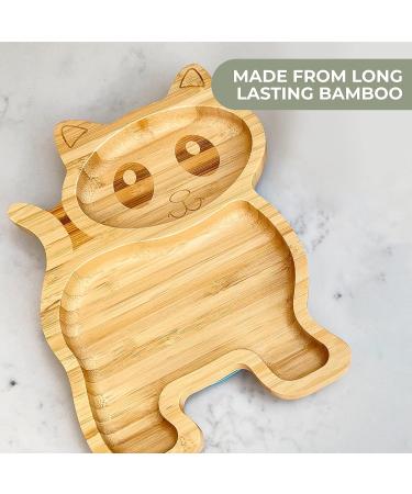 Bamboo Baby Plate with Suction Cup | Non-Toxic Eco Health Kitten Plate for Babies | Ideal for Baby Weaning | Cool to Touch | Pink - Buy Online on GoSupps.com