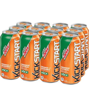 Mountain Dew Kickstart Orange Citrus Carbonated Soft Drink 473 mL Cans 12 Pack - Buy Online on GoSupps.com
