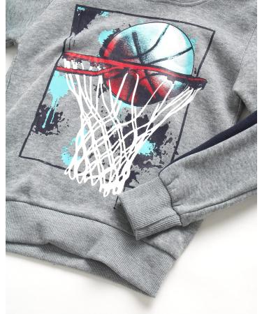 Boys' Retro 3-Piece Sweatsuit Set | Fleece Hoodie and Jogger Sweatpants (12M-7) Navy Hoop - Buy Online on GoSupps.com
