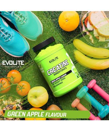 Evolite Nutrition Creatine Monohydrate 1000g - Green Apple Flavored Pre Workout Booster Powder with Taurine - Enhance Performance & Recovery - Buy Online on GoSupps.com
