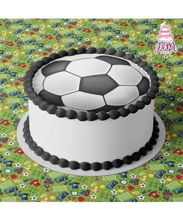 J & M Deco Football Tortenlleiter - Birthday Cake Decoration - 20 cm Fondant Cake Topper - Perfect for Football Themed Celebrations - Buy Online on GoSupps.com