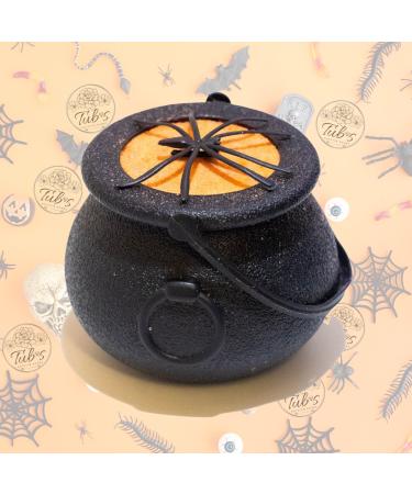 Happy Halloween Spooky Orange Spider Scary Witches Bubbling Cauldron Bath Bomb Fizzer. Handmade in UK. Horror Bubbling Bathbomb Bath Fun