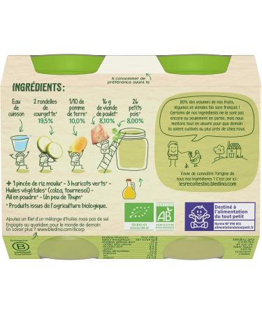 Bl dina Les R coltes Bio Organic baby food jars From 6 months Zucchini Farm chicken Thyme 12x200g - Buy Online on GoSupps.com