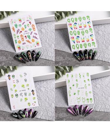 Halloween Nail Art Stickers Glow in The Dark Luminous Halloween Nail Decals DIY Nail Art Supplies for Halloween Days Luxury Pegatinas para U as Women Girls DIY Nail Decorations - Buy Online on GoSupps.com