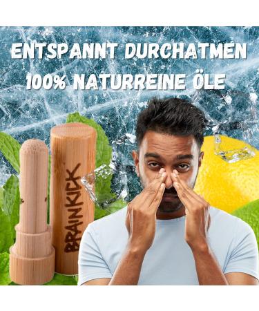 Bamboo Aroma Inhaler Pen - Menthol Eucalyptus | Sustainable Aromatherapy with 4 Organic Essential Oils | Mini Nose Inhaler Stick for On-the-Go - Buy Online on GoSupps.com