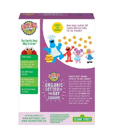 Earth's Best Organic Sesame Street Toddler Snacks - Oatmeal Cinnamon Letter Cookies (6-Pack, 5.3 Oz) - Buy Online on GoSupps.com