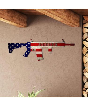 Custom Wood Laser Cut Floating Gun Sign | Personalized AR-15/M16 Decor | Unique USA Patriot Gift | Personal Prints - Buy Online on GoSupps.com