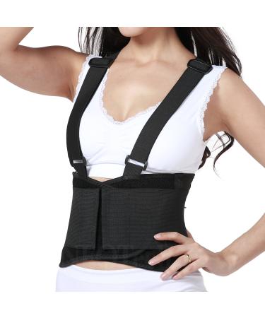 Lumbar Support Belt with Suspenders for Women - Black (Size XL)