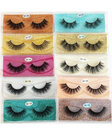 Fales Eyelashes Natural Look Fluffy Faux Mink Lashes Bulk Wholesale 50 Pairs 3D Faux Mink Lashes Pack Fluffy Long Thick 10 Styles Mixed Fake Eyelashes Bulk With Glitter Portable Boxes False eyelashes 50 pairs lashes