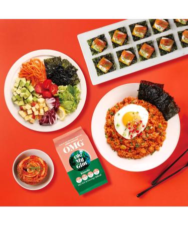 Oh! My Gim Seaweed Snack - 16 Pack Kimchi Flavor | Vegan Healthy Snack | Premium Korean Dried Algae Chips - Buy Online on GoSupps.com