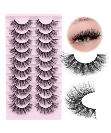 FANXITON Cat Eye False Eyelashes - 10 Pairs Wispy Mink Lashes Fluffy 18mm C Curl for Natural Look - Buy Online on GoSupps.com