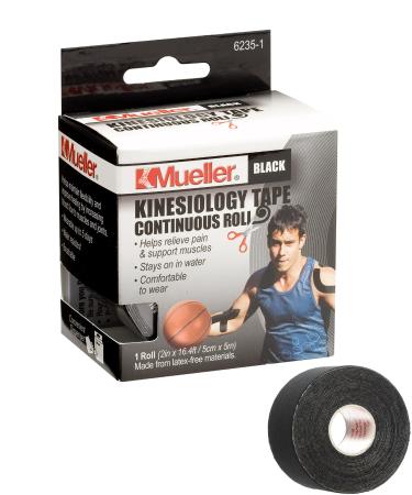 MUELLER Sports Medicine Kinesiology Tape Pre-Cut Strips Black