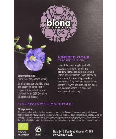 Biona Organic Linseed Gold Cracked 500 g - Buy Online on GoSupps.com
