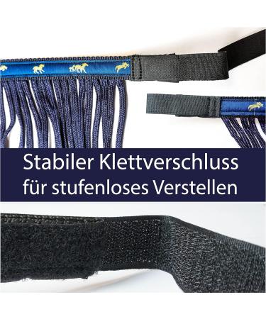 Premium Fly Mask for Horses - Fringed with Velcro Fastener | Ideal for Shetty Pony COB & Cold Blood (X-Full) - Blue - Buy Online on GoSupps.com