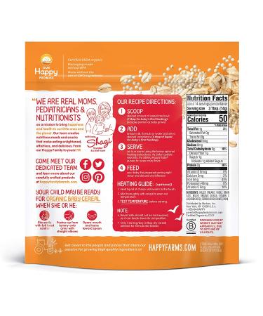 Happy Baby Organics Clearly Crafted Baby Cereal - Oats & Quinoa 7oz | Organic Baby Food - Buy Online on GoSupps.com