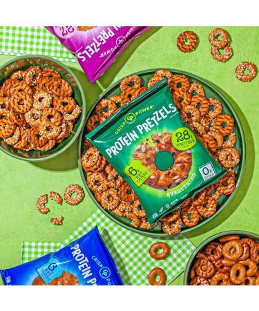 CRISP POWER Protein Pretzels Variety Pack With Sea Salt Sesame & Everything Up To 28G Protein High Protein Snack High Fiber Low Carb Crunchy Pretzel Snacks No Added Sugar 1.75 oz Bags 6 Pack Vegan Keto Variety 1  - Buy Online on GoSupps.com