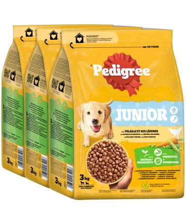 Pedigree Junior dry dog food for puppies with poultry and vegetables 3x3kg Poultry & Vegetables 3 kg (pack of 3)