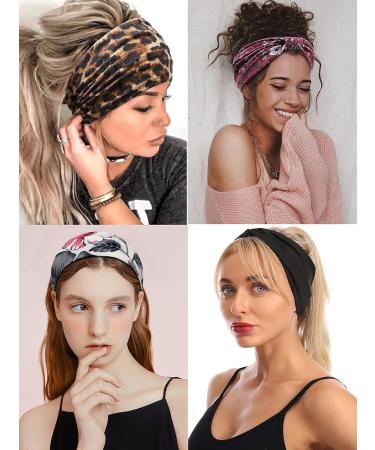 Boho Leopard Print Wide Elastic Headbands for Women | Multi-Colored Sport & Yoga Hair Bands - Buy Online on GoSupps.com