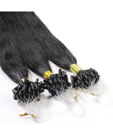 Hair2Heart Microring Extensions - 50 Strands Human Hair Straight 40cm - #1 Black - Premium Quality for Seamless Volume - Buy Online on GoSupps.com