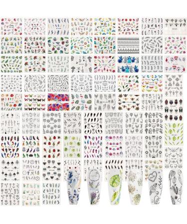 69 Sheets Water Transfer Nail Art Stickers - DIY Nail Decals for Gel Nails with Flowers, Butterflies, Feathers - Women & Girls Nail Decorations - Buy Online on GoSupps.com