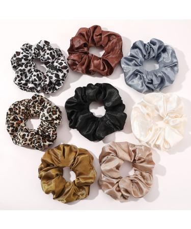 Scrunchies Hair Ties Silk Satin Scrunchy - Hair Elastics Bands Ponytail Holder Pack of Neutral Scrubchy Hair Accessories Women Girls Satin Mixed color