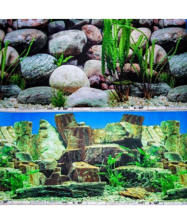 Hidom Aquarium Background Poster Double Sided - Height 19" / 50cm - Length 4 FT / 122cm - Two Scenic Pictures displaying Aquatic Backdrops - DS 500-9023/9025 - Buy Online on GoSupps.com