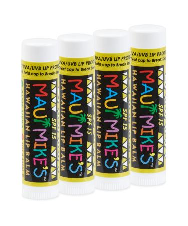Maui Mike's Best Lip Balm SPF-15 (Banana) (4 pack) with Vitamin E Aloe Vera and Beeswax. Restore Dry Lips Today. Glides on Smooth Like the Perfect Wave.
