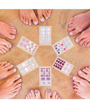 220-Piece 3D Rhinestone Toe Nail Polish Strips - Self-Adhesive Full Wraps with Nail Files | 10 Styles for Women and Girls - Buy Online on GoSupps.com