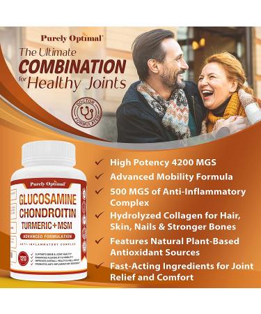 Premium Glucosamine Chondroitin MSM Supplement - 120 Capsules | PURELY OPTIMAL - Buy Online on GoSupps.com