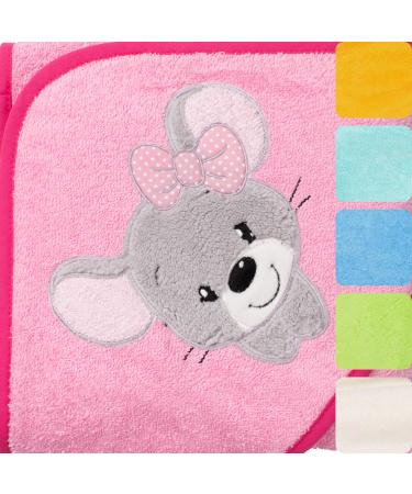 Morgenstern Hooded Towel Baby Towel Hooded Bath Towel 100x100 cm Cotton Oeko-TEX Mouse Pink - Mouse - Buy Online on GoSupps.com