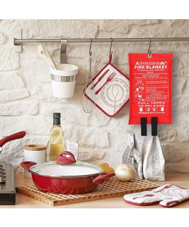 AOOHOOA Fire Blanket 39'' x 39'' (3 Pack) - Fiberglass Emergency Flame Retardant Safety Blankets for Kitchen, Camping, Fireplace, Grill, Car, RV, Boat - Buy Online on GoSupps.com