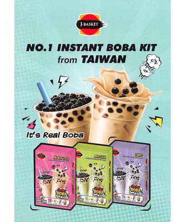 Instant Boba Bubble Milk Tea Kit with Boba Straws - Taro, Black Tea, Matcha - 9 Servings - Buy Online on GoSupps.com
