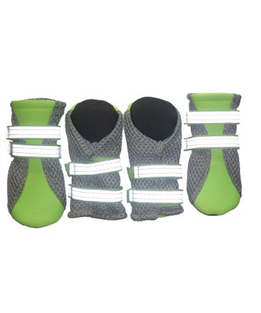 LONSUNEER Dog Boots Breathable and Protect Paws with Soft Nonslip Soles and Reflective Straps Size Medium Bright Green