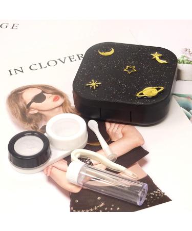 Honbay Fashion Planet Contact Lens Case Kit - Portable Square 5 Piece Set with Mirror - Ideal for Travel & Storage - Buy Online on GoSupps.com