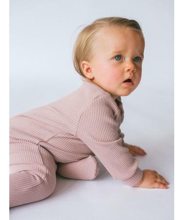 Ribbed Cotton Zip Up Baby Sleepsuit | 3-6 Months | Unisex Newborn Clothes in Velvet Mocha - Buy Online on GoSupps.com