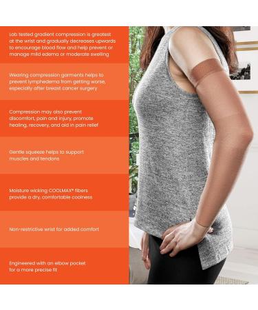 Ease Opaque Lymphedema Arm Sleeve - Large Long Sand - 20-30 mmHg Compression for Effective Arm Support - Buy Online on GoSupps.com
