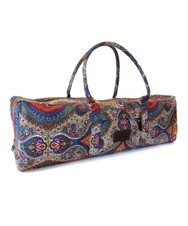 Kindfolk Yoga Mat Duffle Bag Patterned Canvas with Pocket and Zipper Celestial